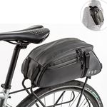 BAIGIO Bike Trunk Bag Waterproof Bicycle Rear Rack Pannier Extendable 10-25L Cycling Carrier Rack with Lengthened Shoulder Strap & Rain Cover, Black (Black - 15" x 6.3" x 6.3")