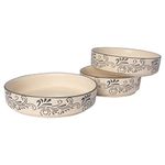 ShadowGreen - Ceramic Salad Tray/Bowl - Deep Dish Bowl - Salad Plate - Serving Snacks Tray - Set of 3 (5.5 inch, 6.5inch, 7.5inch) - 3 Snacks/Salad Bowls - Grey Bale Design