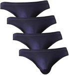 NEIKU Men's Bikini Underwear Ice Silk Briefs Sexy Triangle Undies Silk for Men 4 Pack Black M