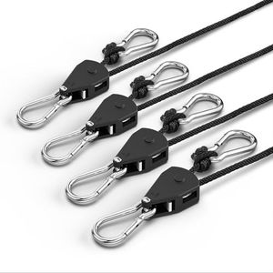 Fondwell 1/8" Rope Tie Downs Ratchet: Grow Light Hangers Adjustable - Mini Ratchet Straps for Various Hanging and Strapping