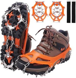 WIN.MAX Crampons for Shoes, Traction Cleats Ice Snow Grips with 19 Stainless Steel Spikes, Shoe Talons Anti - Slip Boots Spikes for Walking, Jogging, Climbing and Hiking (Orange, XL)