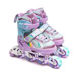 OLYSPM Inline Skates,Roller Skates Kids,Roller Blades for Girls and Boys,4 Sizes Adjustable Rollerblades to Keep your Kids Company for Indoor and Outdoor