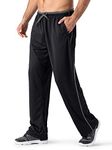 MAGNIVIT Men's Track Pants Open Bottom Sweatpant Performance Active Jogger Pants Loose-Fit Black/Grey