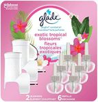 Glade PlugIns Air Freshener Kit, Scented and Essential Oils for Home and Bathroom, Exotic Tropical Blossoms, 2 Warmers and 6 Refills (Packaging May Vary)