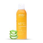 Asaya SPF 65+ Sunscreen Spray with Aloe Vera extract | Broad Spectrum UVA + UVB | Clear, Quick-drying, No White-Cast | Sweat & Waterproof | Continuous Spray | For Men & Women, All skin types | 150ml