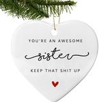 You’re an Awesome Sister, Gift for Sister, Birthday Gift for Sister, Soul Sister Keepsake, Awesome Sister Gift, Sister Ceramic Keepsake Heart, Sister Appreciation Hanging Decoration