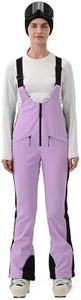 HIGH EXPERIENCE Womens Ski Bib Pants Slim Fit Soft Shell Snow Skinny Fitted Snowboard Insulated Waterproof Windproof Warm (Light Purple, X-Large)