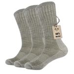 Vihir 3 Pack Men's Thermal 80% Merino Wool Hiking Calf Tube Socks Crew Sock for Skiing, Trekking, Hiking（ARMY GREEN,7.5-10.5