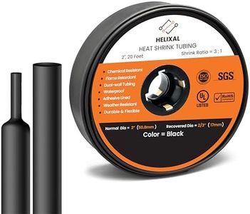 HELIXAL 2" Heat Shrink tubing, 3:1 Ratio Wire Heat Shrink Tubing Industrial and Marine Grade, Dual Wall Adhesive Lined Wire Shrink Wrap Tubing, Waterproof Heat Shrink Tube - Black, 20 Feet Roll