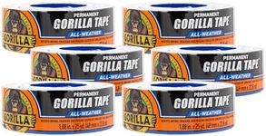 Gorilla All Weather Outdoor Waterproof Duct Tape, UV and Temperature Resistant, 1.88" x 25 yd, Black, (Pack of 6)