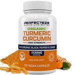 Organic Turmeric Curcumin High Strength and Black Pepper with Ginger 120 Vegan Capsules 2130MG Advanced Turmeric with Active Ingredient Curcumin