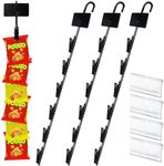 Hanging Merchandise Strips with Hooks Chip Display Rack Stands Potato Bag Holder for Retail Displaying Label Headers Greeting Card Party Vendors Snack Candy Portable Organizer Storage (6 Chip 4 Pack)