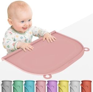 Large Silicone Suction Placemat, 17" x 12" Thick Table Mat with Edge-Bumper, Raised Edge Leakproof, Non-Slip for Toddlers Dining, Baby Eating, Kids Food Mat, Restaurant & Travel Essentials