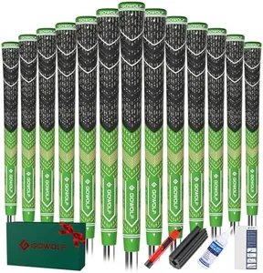 Gowolf Golf Grips Cord Rubber Multi-compound Golf Driver Irons Club 13pcs Golf Grips Colored Top Cover SL02 Pro with Full Kit (Green, Oversize)
