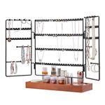 BTGGG Jewellery Stand Large Capacity Jewellery Organiser for Necklace Earring Bracelet Storage Organiser Necklace Earring Stand Holder with Foldable Design & Wooden Storage Tray Gift for Girls Women