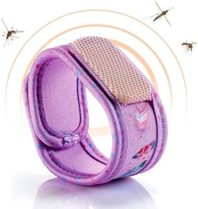PARAKITO - Bracelet Anti-Moustiques Réutilisable - 2 Plaquettes Incluses aux Huiles Essentielles - 1 Mois de Protection - Sans DEET - Taille Junior 3+ (Plumes)