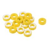 uxcell Toroid Core, Ferrite Chokes Ring Iron Powder Inductor Ferrite Rings, Yellow White 13pcs, 8.2 x 15.5 x 6.2mm