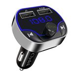 【Upgraded Version】Clydek FM Bluetooth Transmitter Car, Bluetooth Car Adapter with Dual USB Charge Port, Radio Audio MP3 Player Car Charger Support Hands-free Calling, USB Drive, SD Card (Black)