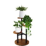 MEEYUU 3 Tier 54cm Plant Stand, Tall Metal Wood Shelf Holder for Indoor, Outdoor Display Rack Flower Pot Stand for Corner Living Room Balcony Garden Patio (3 Tiers Black)