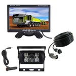 Vehicle Reversing Camera 7" Monitor Kit,4 Pin 18LED IR Night Vision Waterproof Rear View Mirror Camera System + 7 inch Car LCD Screen 12V-24V With 15m Cable For Bus Truck Trailer RV Motorhome