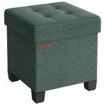 SONGMICS Storage Ottoman, Bedroom Bench with Storage, Foot Stool, 15 x 15 x 15.7 Inches, Retro Green ULSF014C01