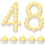 Yakpo 48 Pack Waterproof LED Floating Tea Lights, Flameless Flickering Battery Operated Outdoor Tealight Candles, White Water LED Votive Candles Bulk for Wedding Centerpiece Vase Halloween Decorations