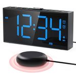 Vibrating Alarm Clock for Heavy Sleepers – Loud Bed Shaker, Dual Alarms with Weekday/Weekend Mode, 3 Vibration Levels, 5-Volume & Dimmer, Large Display, USB + Battery Backup – Deaf & Hearing-Impaired