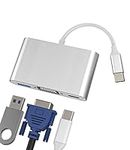 USB C to VGA+USB-A+Type-C Adapter T