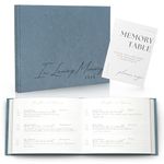 Funeral Guest Book for 2024 Celebration Of Life Memorial Service - Leather Memory Book for Funeral Guests to Sign In with Condolence Memory Table Sign & Back Pocket - Blue Guestbook