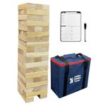 JacJoe All Pro Wooden Tumble Tower Game Toppling Block Stacking Game Timber 56 Pcs Outdoor Yard Games for Family (Large-1.87FT)