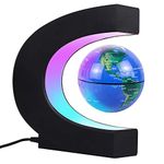 Magnetic Levitating Globe with LED Light Floating Globe JOWHOL Magnetic Levitation Globe C Shape Auto-Rotating World Map for Children Cool Tech Gift for Men Home Office Desk Decoration-Blue