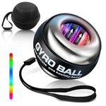 Gyroball, wrist trainer ball, wrist strengthener, 5-stage resistance/light control, powerball, gyroscopic forearm trainer, gyro ball for strengthening arms, fingers, wrist bones and M