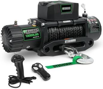 STEGODON Winch 13000 lb Winch 12V Electric Winch Synthetic Rope Winch Rough Country Winch with Hawse Fairlead,Wired Handle and Corded Control for Jeep Truck SUV