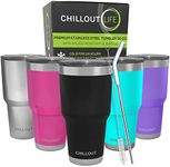 CHILLOUT LIFE 30 oz Stainless Steel Tumbler with Lid - Double Wall Vacuum Insulated Large Travel Coffee Mug with Splash Proof Lid and Straw for Hot & Cold Drinks, Black Tumbler