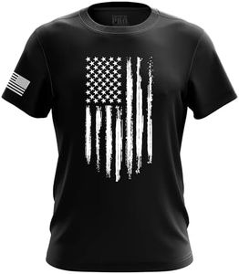 U.S Flag Patriotic Military Army Mens T-Shirt Printed & Packaged in The USA, White Flag Vertical, Small