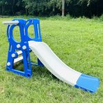 BabyGo Riko Kids Toy Foldable Slide with Basket for Indoor & Outdoor Home & School (Blue)