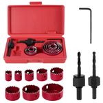 Habwea Set of 11 holesaws, 19-64 mm, for wood, carbon steel holesaw set (11 PCS-Red)