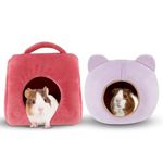 YUEPET Guinea Pig Bed 2 Pack, Washable Guinea Pig Cage Accessories Small Animal Bed Hideout for Guinea Pigs Chinchillas Hamsters Hedgehogs (Handbag and Bear)