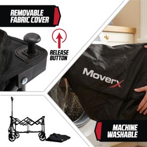 MoverX 120L Folding Trolley – Black, Heavy Duty Collapsible Cart