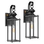 Tipace Dusk to Dawn Outdoor Wall Lantern, Black Exterior Wall Sconce,Outdoor Wall Light with Clear Glass Shade Wall Mount Lights for Entryway,Porch,Doorway(Bulb Not Included)