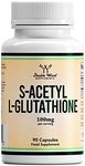 Double Wood Glutathione Supplement | 90 S-Acetyl L-Glutathione Capsules - 100mg per Serving | L Glutathione Antioxidant Supplement | Non-GMO & Gluten Free