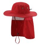 Home Prefer UPF50 Mens Sun Hat with Neck Flap Quick Dry UV Protection Cap Womens Wide Brim Fishing Hat Neck Flap Beach Garden, Tangerine Red, Large