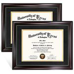 GraduationMall Mahogany with Gold Beaded Diploma Frame | Real Glass | Display 11x14, 8.5x11,A4 Certificate Document Picture (Mahogany with Gold Beaded, 11x14 Matted to 8.5x11, 2-Pack)