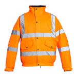 Blackrock Orange Hi Vis Waterproof Bomber Jacket Men's and Women's, Reflective High Vis Jackets, High Viz Visibility Warm Safety Security Work Wear, Taped Seams & Fleece Lined Collar - Size Small