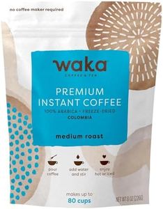 Waka Premium Instant Coffee Pouch — 100% Colombian Arabica Freeze Dried Beans — For Hot or Iced Coffee (8 Ounces, Medium Roast)
