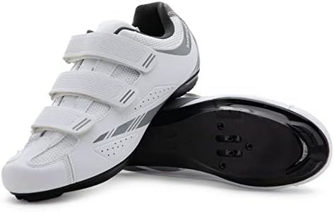 tommaso Pista Women's Road Bike Cycling Spin Shoe Dual Cleat Compatibility - White/Silver - 38