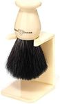Edwin Jagger Imitation Ivory Black Synthetic Shaving Brush with Small Drip Stand