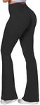 Sunzel Sunzfly Flare Leggings for Women No Front Seam Buttery Soft Yoga Pants with Tummy Control and Wide Leg for Workout, 32in, Black, S