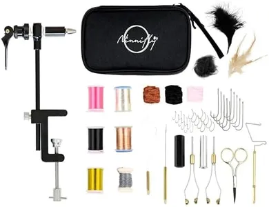 Fly Tying Kit & Rotary Fly Tying Vise for Beginners - Fly Tying Materials Kit w/60 Hooks & Travel Case | Fly Fishing Starter Kit w/Instructions | Complete Fly Tying Tools | Fly Fishing Accessories