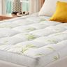 4AS Premium Bamboo Mattress Topper Double Bed (138x190 cm) – 4 Inch (10 cm), 1000 GSM Bamboo Filling, Ultra-Soft Cloud-Like Comfort with Breathable Bamboo Viscose & Elastic Corner Straps